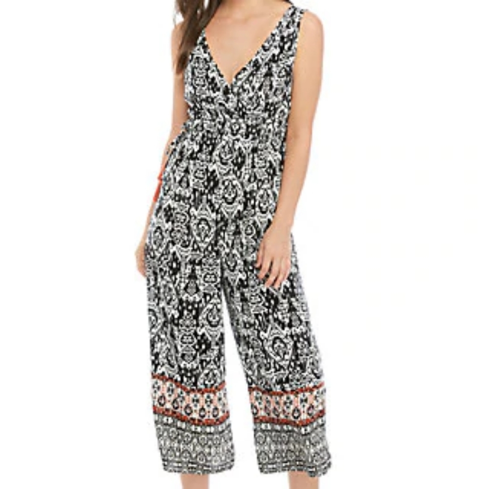 New Directions Sleeveless Drawstring Jumpsuit Sz M